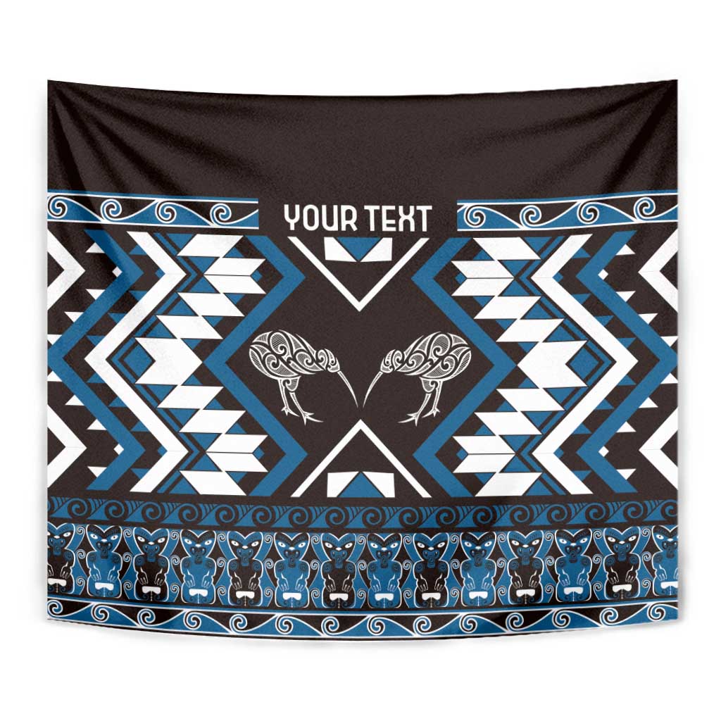 Personalised Taniko Motifs Aotearoa Tapestry Waitangi Kowhaiwhai Kiwi - Blue