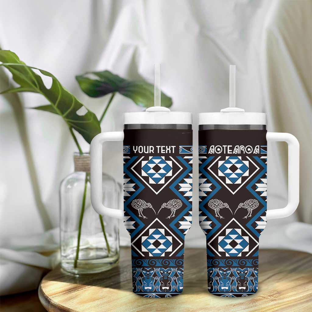 Personalised Taniko Motifs Aotearoa Tumbler With Handle Waitangi Kowhaiwhai Kiwi - Blue