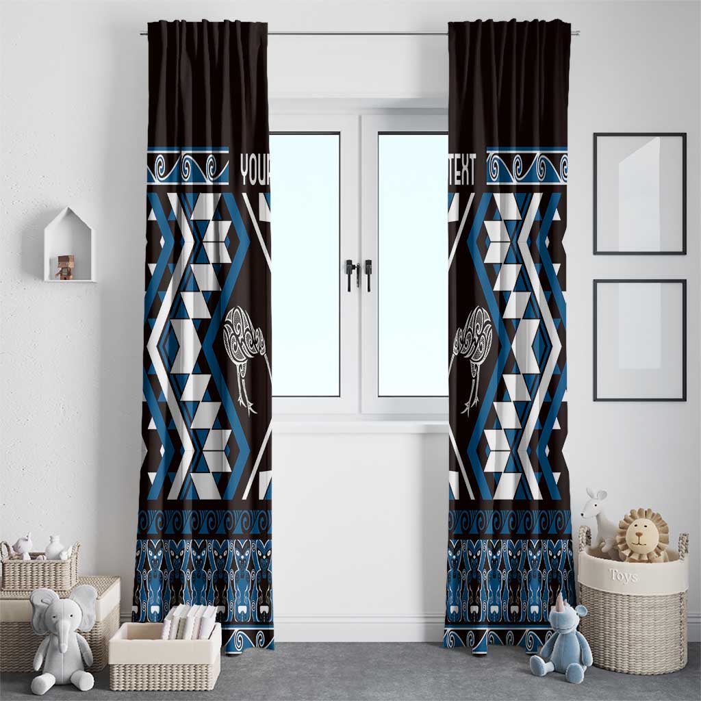 Personalised Taniko Motifs Aotearoa Window Curtain Waitangi Kowhaiwhai Kiwi - Blue