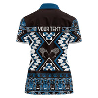 Personalised Taniko Motifs Aotearoa Women Polo Shirt Waitangi Kowhaiwhai Kiwi - Blue