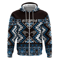 Personalised Taniko Motifs Aotearoa Zip Hoodie Waitangi Kowhaiwhai Kiwi - Blue LT7 Zip Hoodie Blue - Polynesian Pride
