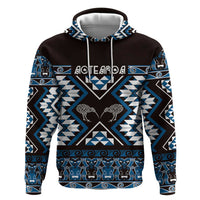 Personalised Taniko Motifs Aotearoa Zip Hoodie Waitangi Kowhaiwhai Kiwi - Blue LT7 Pullover Hoodie Blue - Polynesian Pride