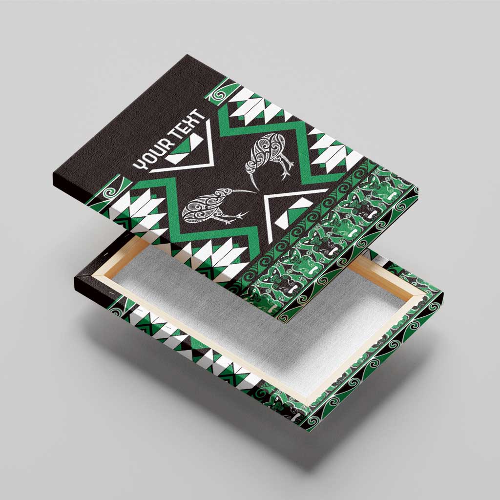 Personalised Taniko Motifs Aotearoa Canvas Wall Art Waitangi Kowhaiwhai Kiwi - Green