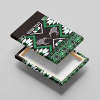 Personalised Taniko Motifs Aotearoa Canvas Wall Art Waitangi Kowhaiwhai Kiwi - Green