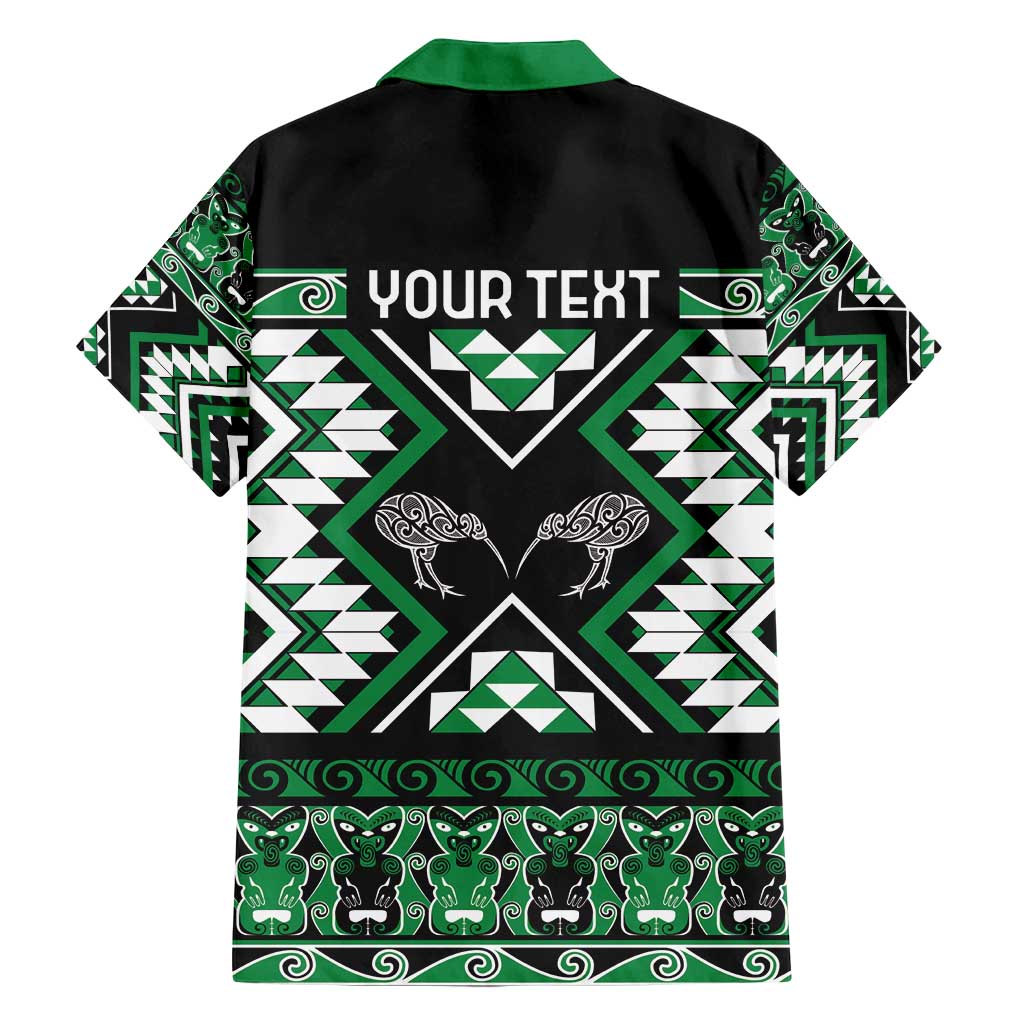 Personalised Taniko Motifs Aotearoa Family Matching Tank Maxi Dress and Hawaiian Shirt Waitangi Kowhaiwhai Kiwi - Green