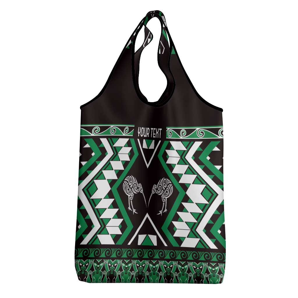 Personalised Taniko Motifs Aotearoa Grocery Bag Waitangi Kowhaiwhai Kiwi - Green