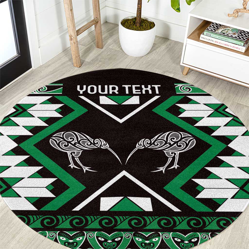 Personalised Taniko Motifs Aotearoa Round Carpet Waitangi Kowhaiwhai Kiwi - Green LT7 Green - Polynesian Pride
