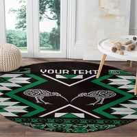 Personalised Taniko Motifs Aotearoa Round Carpet Waitangi Kowhaiwhai Kiwi - Green LT7 - Polynesian Pride