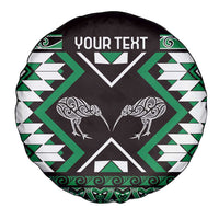 Personalised Taniko Motifs Aotearoa Spare Tire Cover Waitangi Kowhaiwhai Kiwi - Green