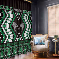 Personalised Taniko Motifs Aotearoa Window Curtain Waitangi Kowhaiwhai Kiwi - Green