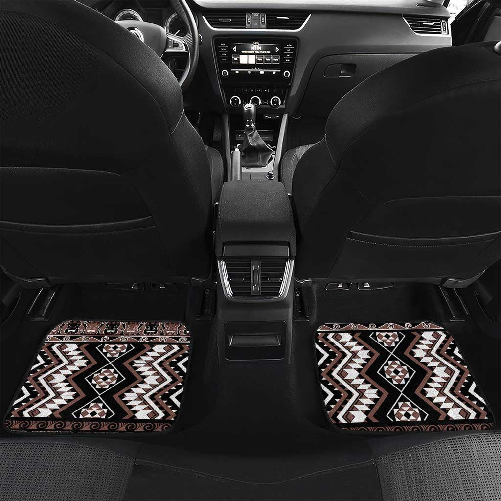 Personalised Taniko Motifs Aotearoa Car Mats Waitangi Kowhaiwhai Kiwi - Mocha