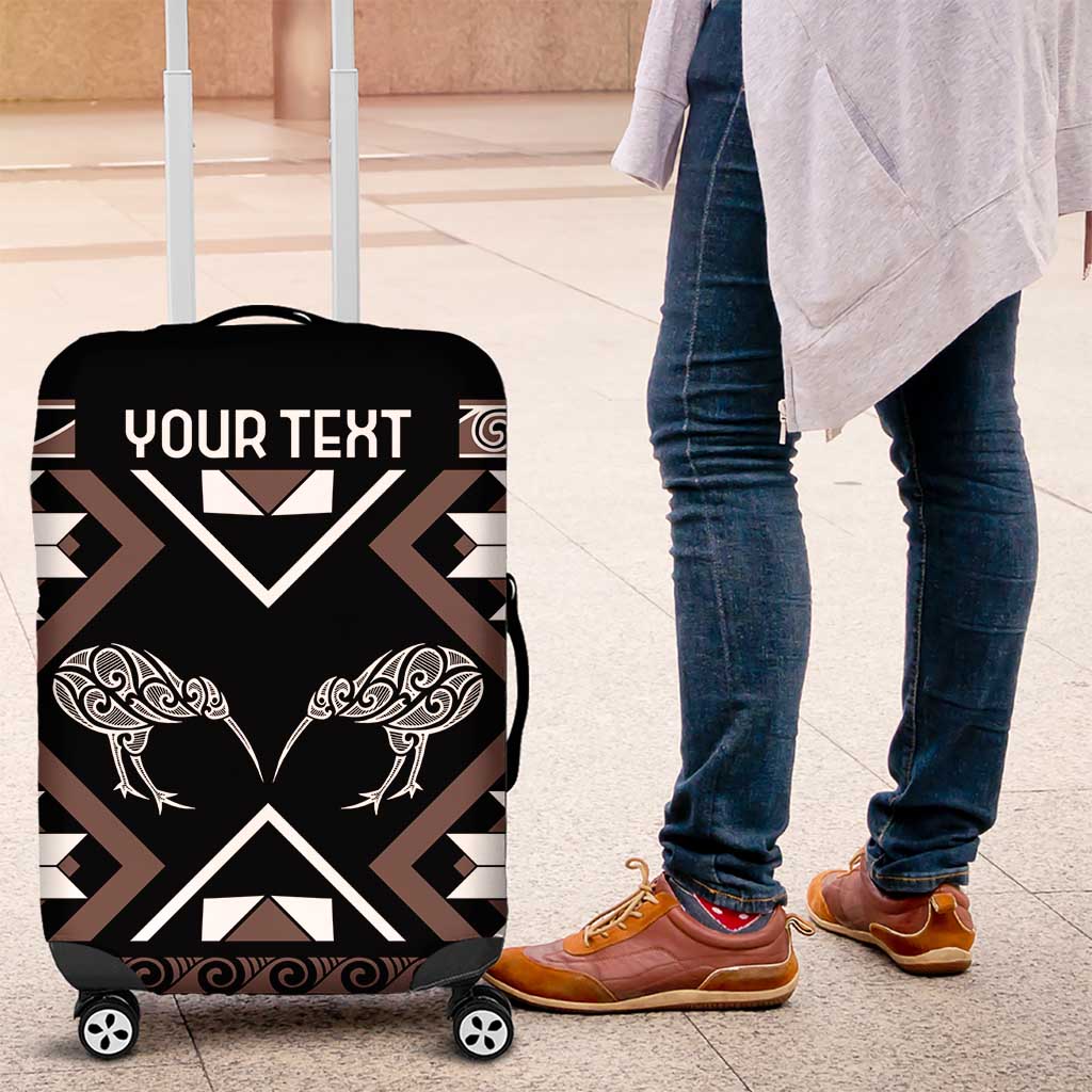 Personalised Taniko Motifs Aotearoa Luggage Cover Waitangi Kowhaiwhai Kiwi - Mocha LT7 Mocha - Polynesian Pride