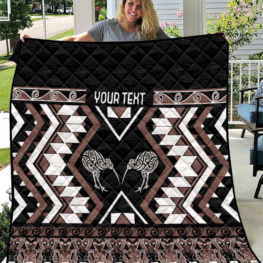 Personalised Taniko Motifs Aotearoa Quilt Waitangi Kowhaiwhai Kiwi - Mocha LT7 Mocha - Polynesian Pride