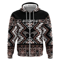 Personalised Taniko Motifs Aotearoa Zip Hoodie Waitangi Kowhaiwhai Kiwi - Mocha LT7 Zip Hoodie Mocha - Polynesian Pride