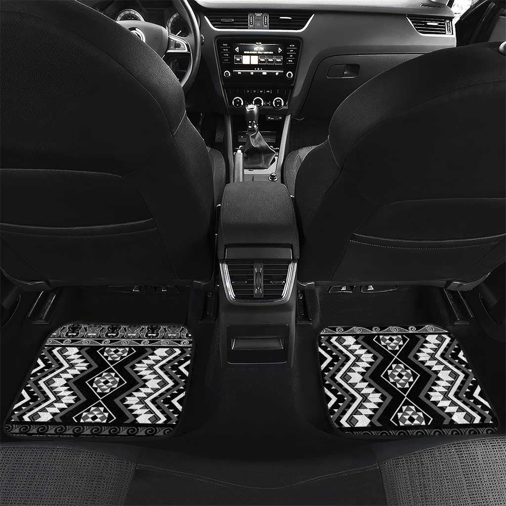 Personalised Taniko Motifs Aotearoa Car Mats Waitangi Kowhaiwhai Kiwi - Monochrome