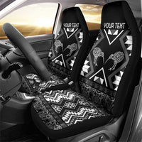 Personalised Taniko Motifs Aotearoa Car Seat Cover Waitangi Kowhaiwhai Kiwi - Monochrome