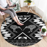 Personalised Taniko Motifs Aotearoa Round Carpet Waitangi Kowhaiwhai Kiwi - Monochrome LT7 - Polynesian Pride