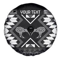 Personalised Taniko Motifs Aotearoa Spare Tire Cover Waitangi Kowhaiwhai Kiwi - Monochrome