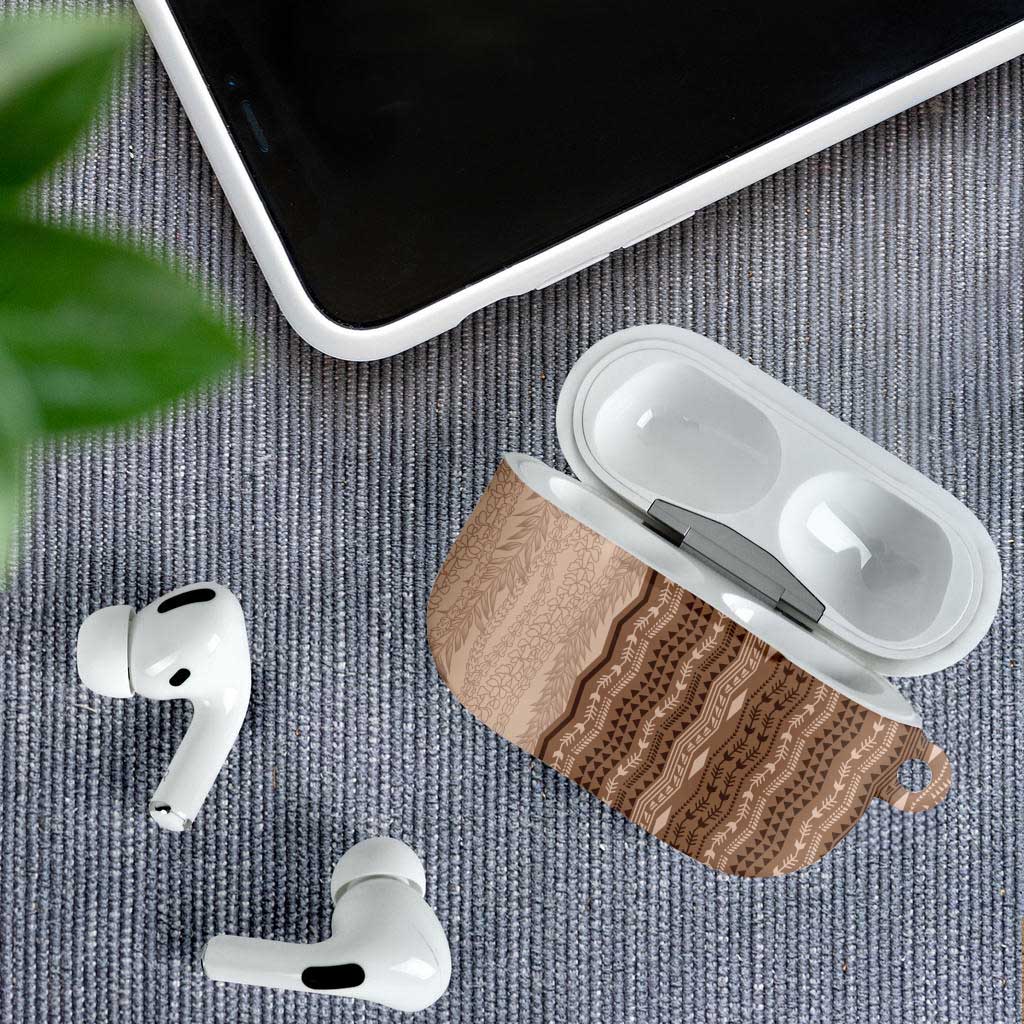 Vintage Beige Hawaiian Traditional Kapa Mix Flowers Lei AirPods Case