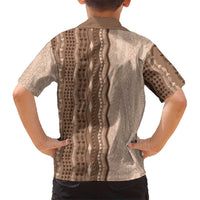 Vintage Beige Hawaiian Traditional Kapa Mix Flowers Lei Kid Hawaiian Shirt