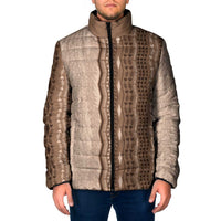 Vintage Beige Hawaiian Traditional Kapa Mix Flowers Lei Padded Jacket