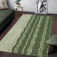 Vintage Sage Green Hawaiian Traditional Kapa Mix Flowers Lei Area Rug