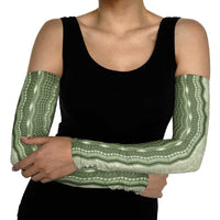 Vintage Sage Green Hawaiian Traditional Kapa Mix Flowers Lei Arm Sleeves LT7 - Polynesian Pride