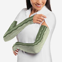 Vintage Sage Green Hawaiian Traditional Kapa Mix Flowers Lei Arm Sleeves LT7 - Polynesian Pride
