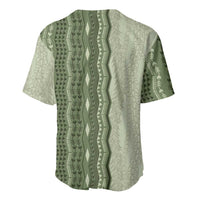 Vintage Sage Green Hawaiian Traditional Kapa Mix Flowers Lei Baseball Jersey LT7 - Polynesian Pride