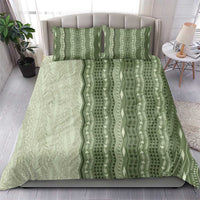 Vintage Sage Green Hawaiian Traditional Kapa Mix Flowers Lei Bedding Set