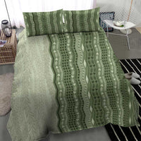 Vintage Sage Green Hawaiian Traditional Kapa Mix Flowers Lei Bedding Set