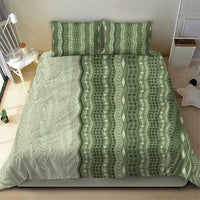 Vintage Sage Green Hawaiian Traditional Kapa Mix Flowers Lei Bedding Set