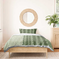 Vintage Sage Green Hawaiian Traditional Kapa Mix Flowers Lei Bedding Set