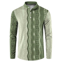 Vintage Sage Green Hawaiian Traditional Kapa Mix Flowers Lei Button Sweatshirt