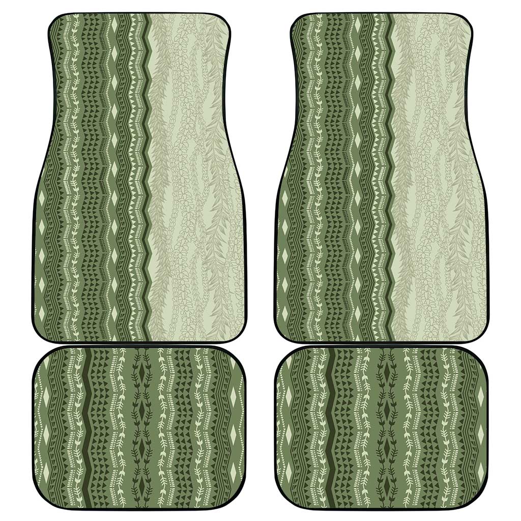 Vintage Sage Green Hawaiian Traditional Kapa Mix Flowers Lei Car Mats LT7 - Polynesian Pride