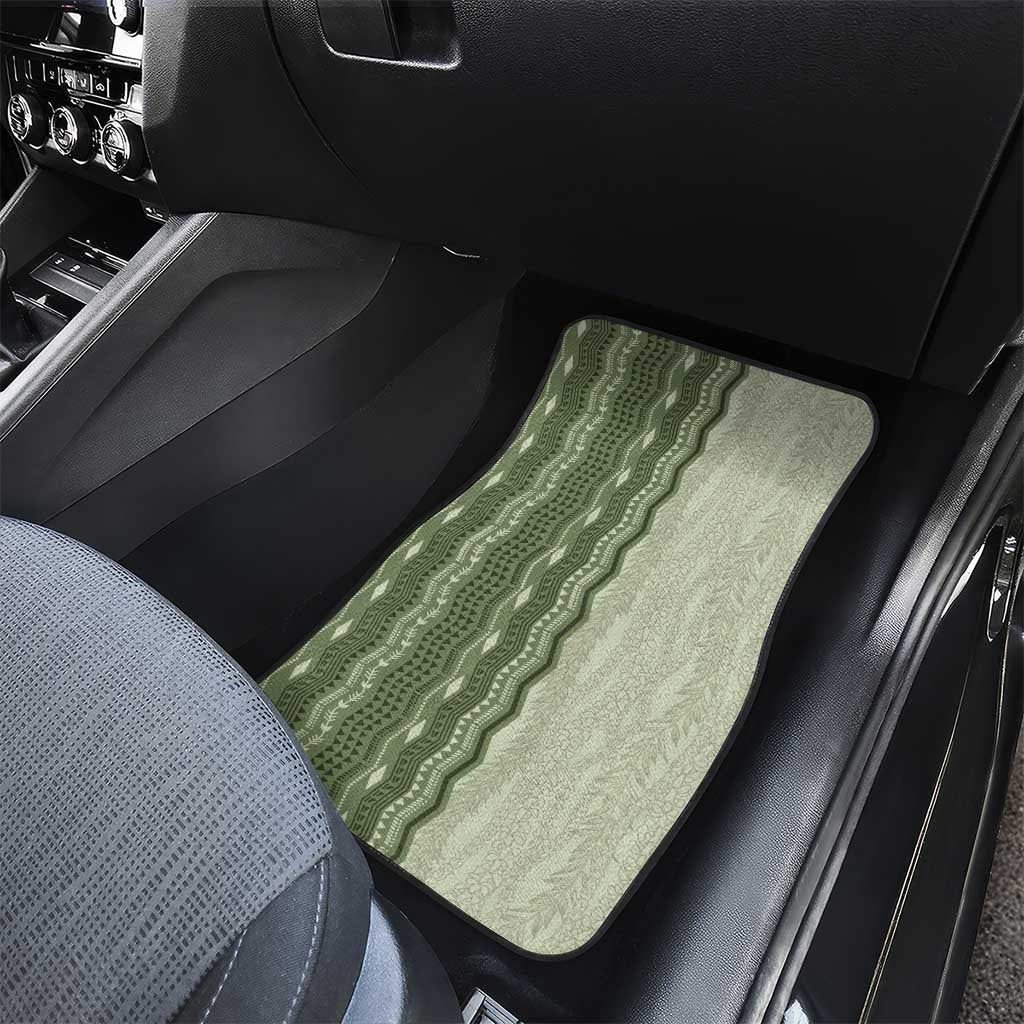 Vintage Sage Green Hawaiian Traditional Kapa Mix Flowers Lei Car Mats LT7 - Polynesian Pride