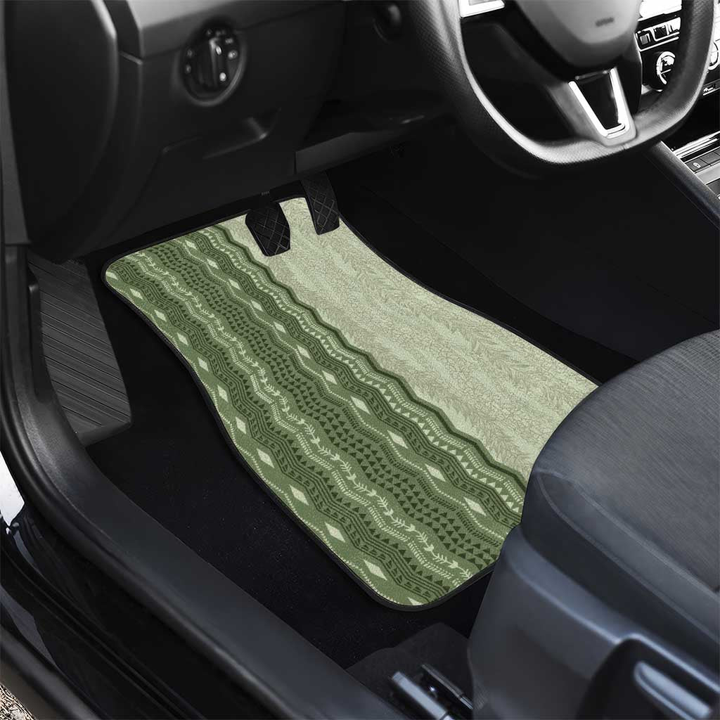 Vintage Sage Green Hawaiian Traditional Kapa Mix Flowers Lei Car Mats LT7 - Polynesian Pride
