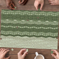 Vintage Sage Green Hawaiian Traditional Kapa Mix Flowers Lei Puzzle