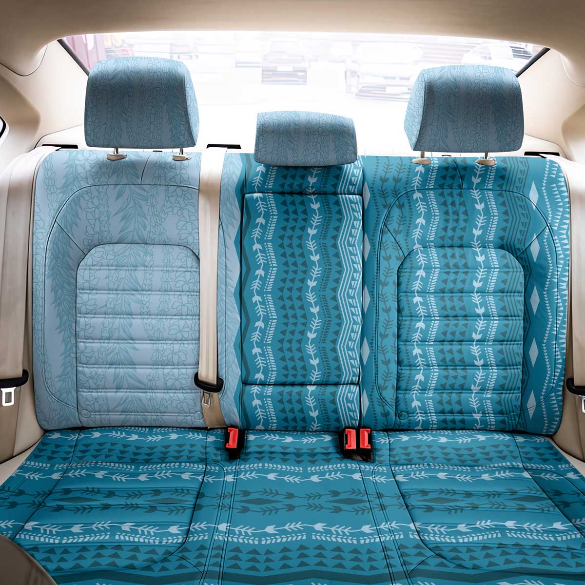 Vintage Cobalt Blue Hawaiian Traditional Kapa Mix Flowers Lei Back Car Seat Cover LT7 - Polynesian Pride