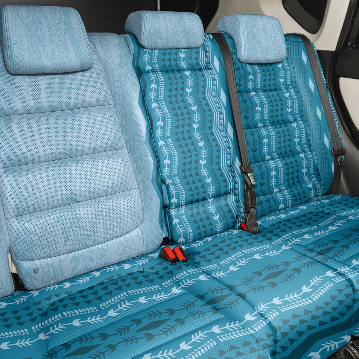 Vintage Cobalt Blue Hawaiian Traditional Kapa Mix Flowers Lei Back Car Seat Cover LT7 - Polynesian Pride