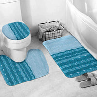 Vintage Cobalt Blue Hawaiian Traditional Kapa Mix Flowers Lei Bathroom Set