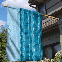 Vintage Cobalt Blue Hawaiian Traditional Kapa Mix Flowers Lei Garden Flag