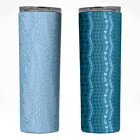 Vintage Cobalt Blue Hawaiian Traditional Kapa Mix Flowers Lei Skinny Tumbler