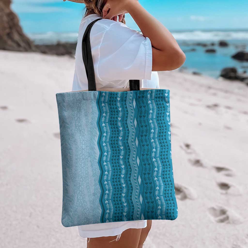 Vintage Cobalt Blue Hawaiian Traditional Kapa Mix Flowers Lei Tote Bag LT7 - Polynesian Pride