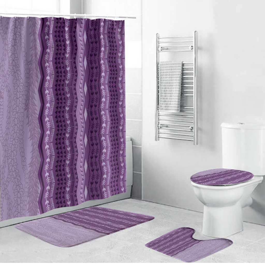 Vintage Violet Hawaiian Traditional Kapa Mix Flowers Lei Bathroom Set