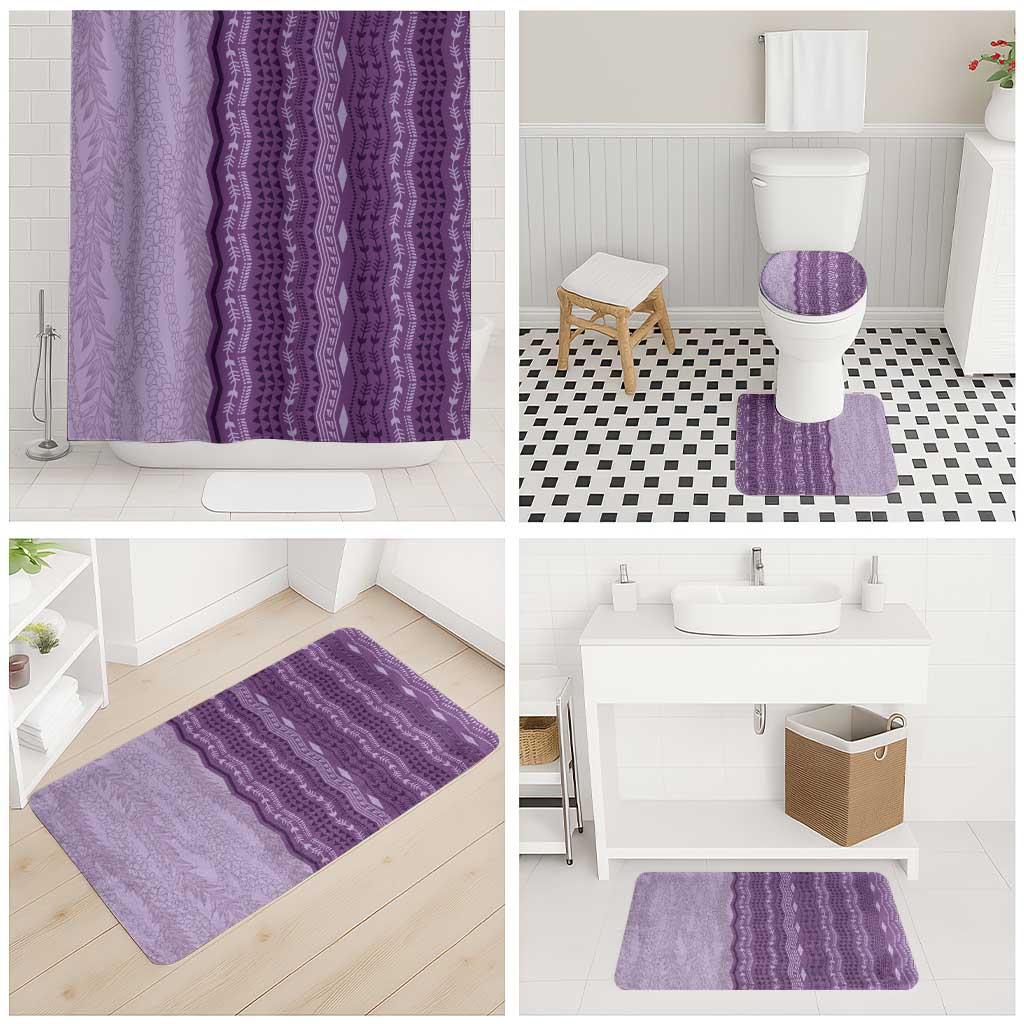 Vintage Violet Hawaiian Traditional Kapa Mix Flowers Lei Bathroom Set