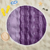 Vintage Violet Hawaiian Traditional Kapa Mix Flowers Lei Beach Blanket