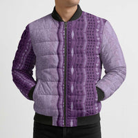 Vintage Violet Hawaiian Traditional Kapa Mix Flowers Lei Bomber Puffer Jacket