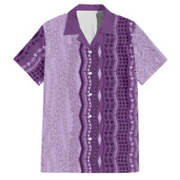 Vintage Violet Hawaiian Traditional Kapa Mix Flowers Lei Family Matching Summer Maxi Dress and Hawaiian Shirt