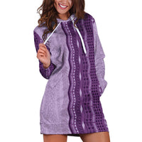 Vintage Violet Hawaiian Traditional Kapa Mix Flowers Lei Hoodie Dress